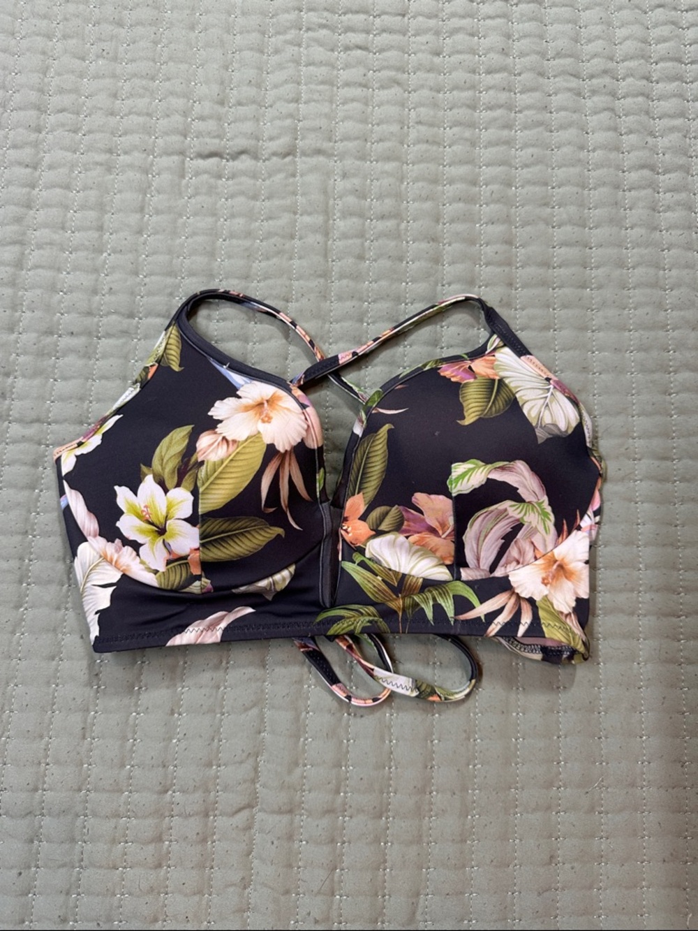 Shade & Shore Black Floral Bikini Top